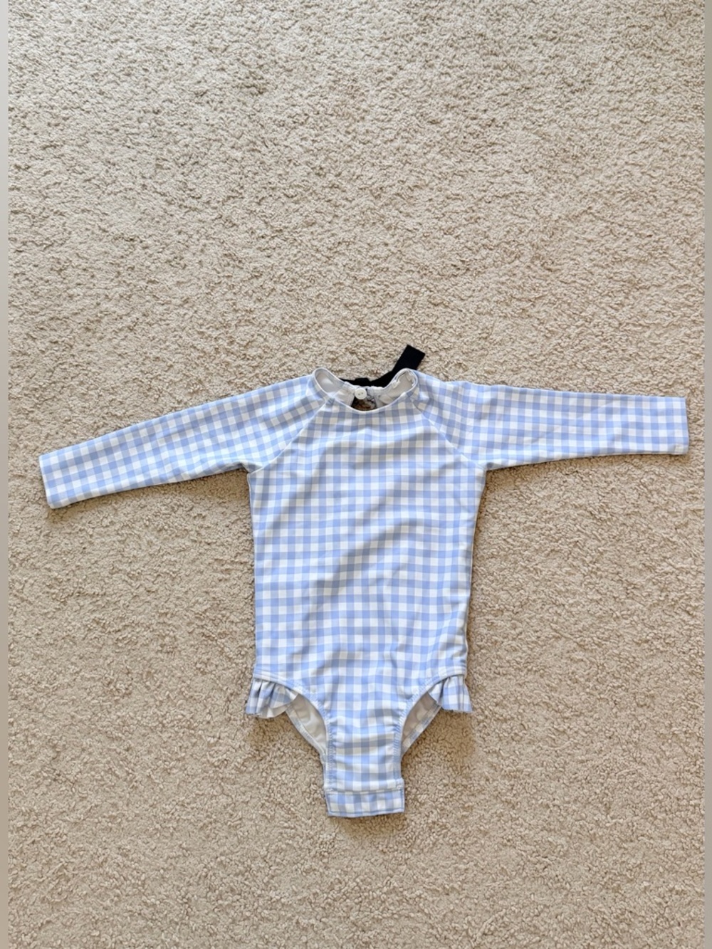 Minnow Girls Oasis Blue Gingham Rashguard One Piece 1Y